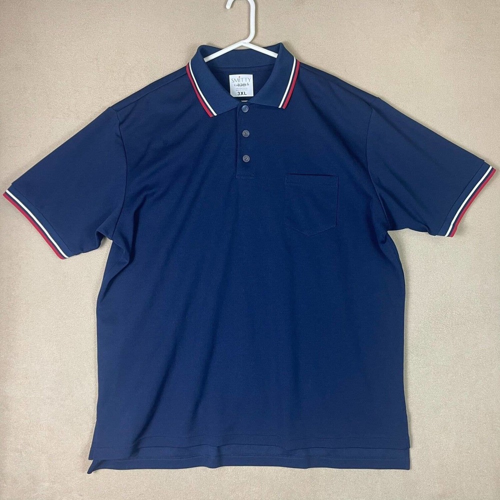Smitty Polo Shirt Adult 3XL Blue Comfort Tech Performance Golf Tennis Mens‎